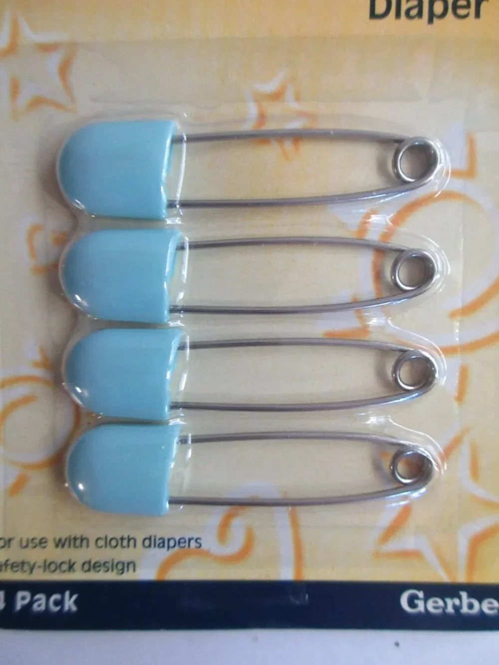 Gerber Diaper Pins 2 Packs Blue 76156 2004 NEW & Sealed Safety-Lock Design